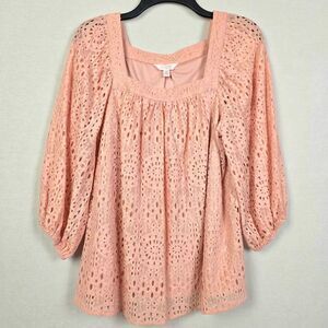 LC Lauren Conrad Lace Blouse Peach Medium